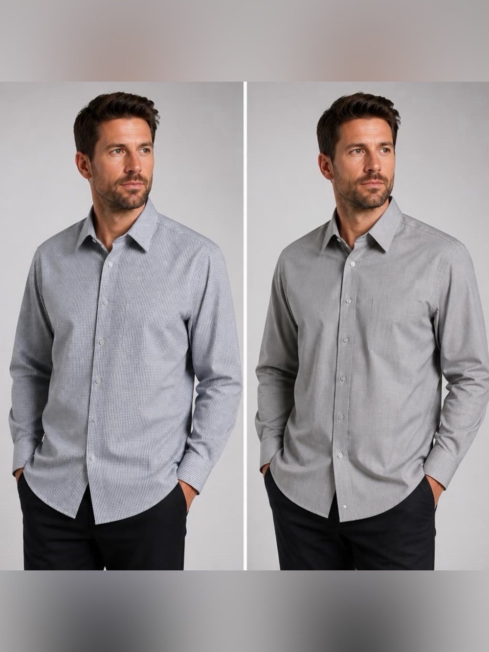 Joseph Abboud Mens Warehouse Grey Long-Sleeve Button Down Dress Shirts Bundle